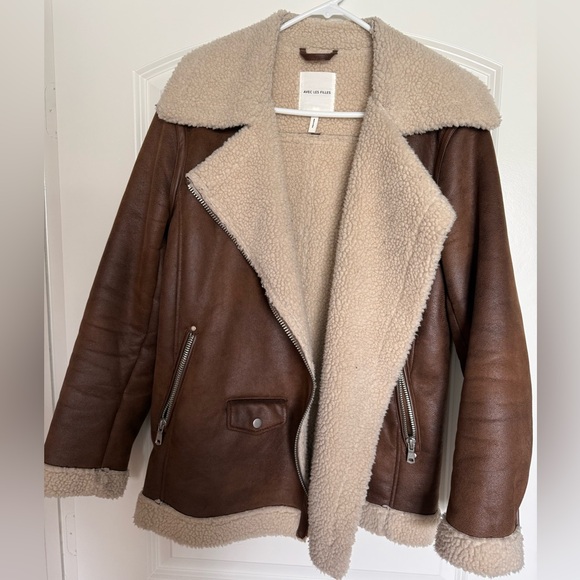 Avec Les Filles Brown Faux Shearling Jacket - Picture 2 of 7